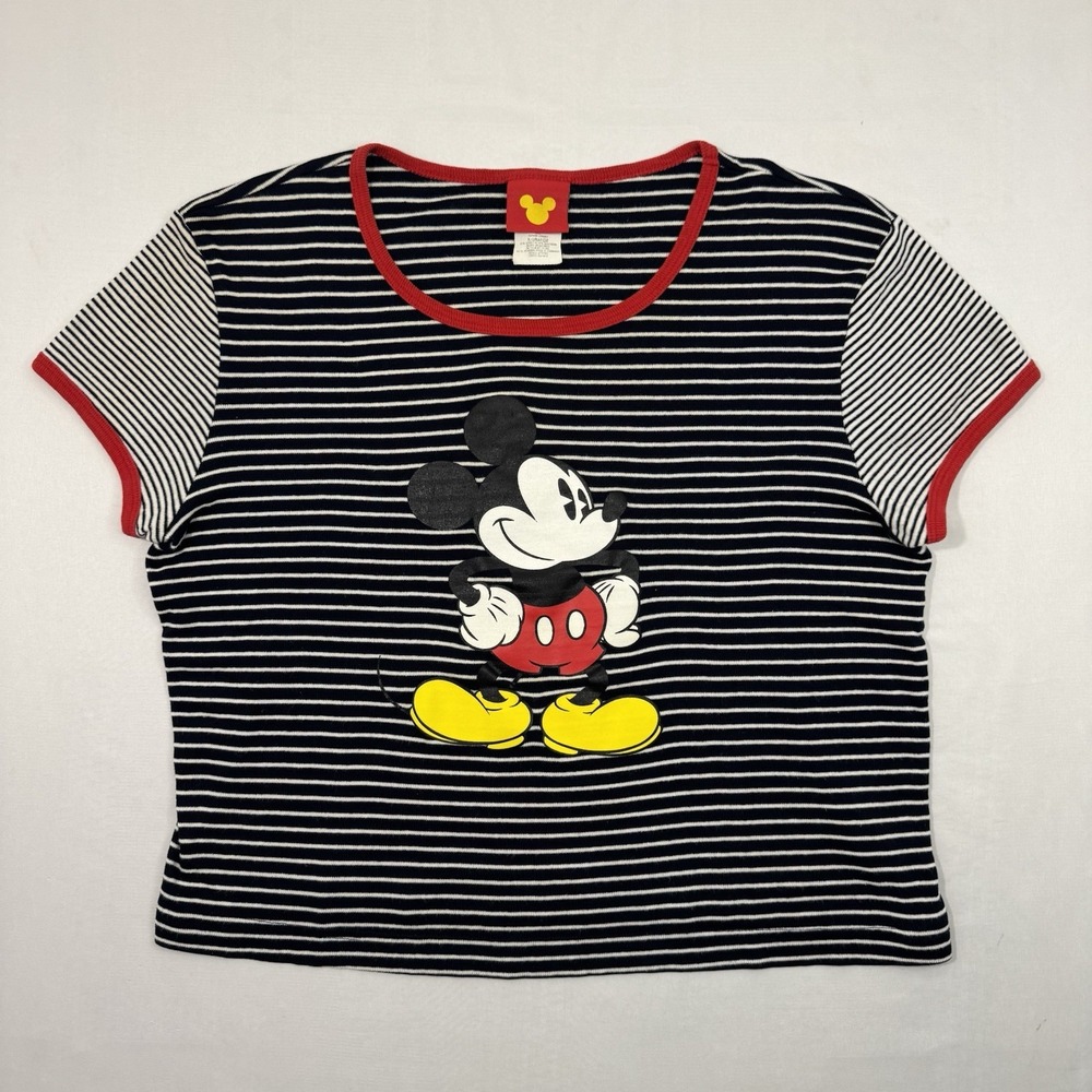 Vintage 90s Disney Jerry Leigh Mickey Mouse Ringer Striped Tee XL